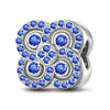 Sterling Silver Blue Clover Charms In White Gold Plated