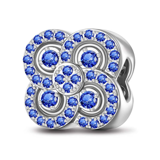 gona- Sterling Silver Blue Clover Charms In White Gold Plated