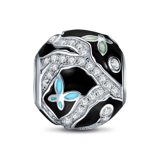 gona- Sterling Silver Butterfly Queen Charms With Enamel In White Gold Plated