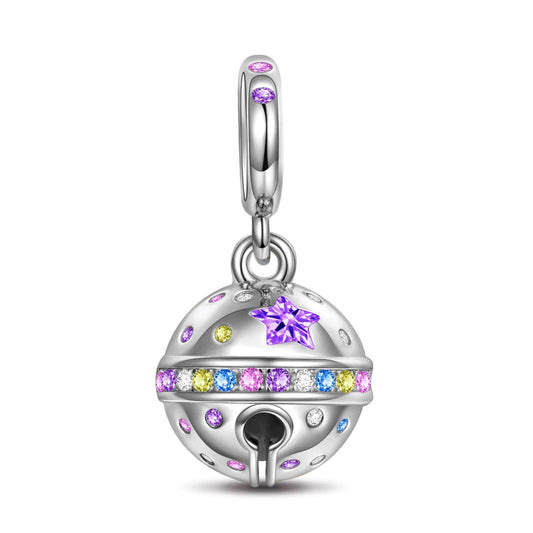 gona- Sterling Silver Jingle Bell Dangle Charms In White Gold Plated