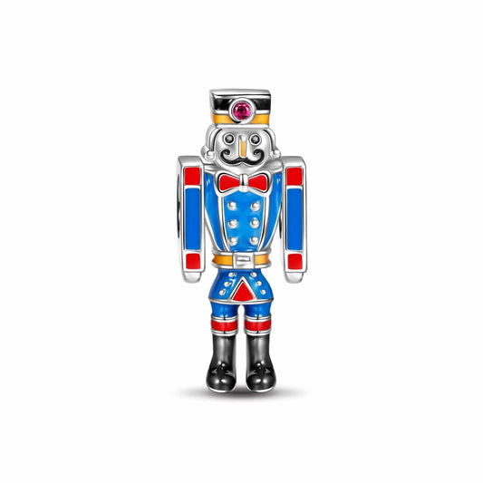 gona- Sterling Silver Brave Nutcracker Charms With Enamel In White Gold Plated