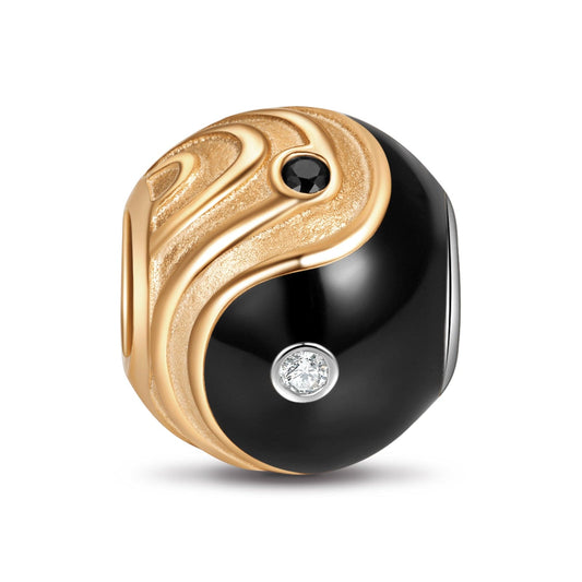 gona- Sterling Silver Tai Chi Charms With Enamel In Two-Tone Plating