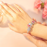 Sterling Silver Mother's Love Dangle Charms With Enamel In White Gold Plated