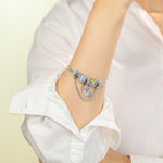 Sterling Silver Moon & Love To Mom Dangle Charms In White Gold Plated