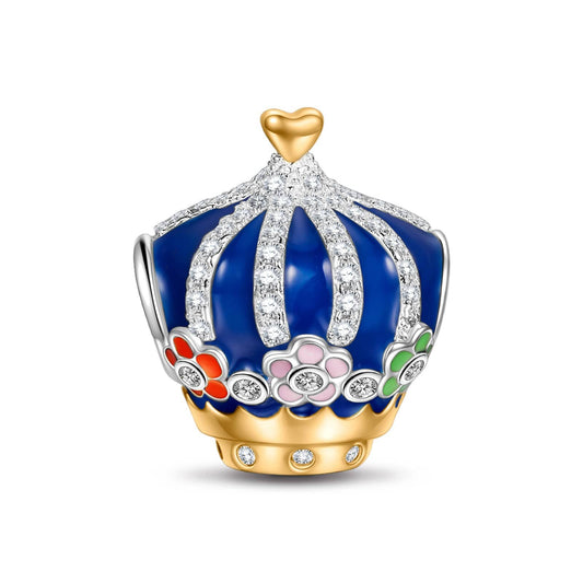 gona- Sterling Silver Coronation of Love Charms With Enamel In White Gold Plated