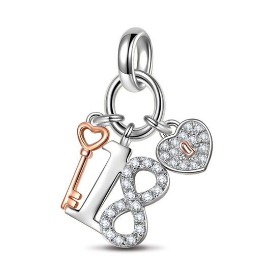 gona- Sterling Silver Forever Young Dangle Charms In White Gold Plated