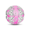 Sterling Silver Pink I Love You Charms With Enamel In White Gold Plated