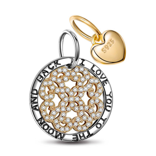 gona- Sterling Silver Guardian of Love Dangle Charms With Enamel In White Gold Plated