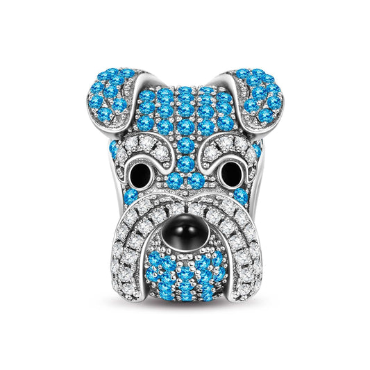 gona- Sterling Silver Blue Schnauzer In White Gold Plated