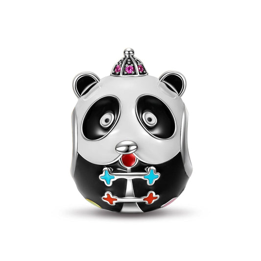 gona- Sterling Silver Kung Fu Panda Charms With Enamel In White Gold Plated