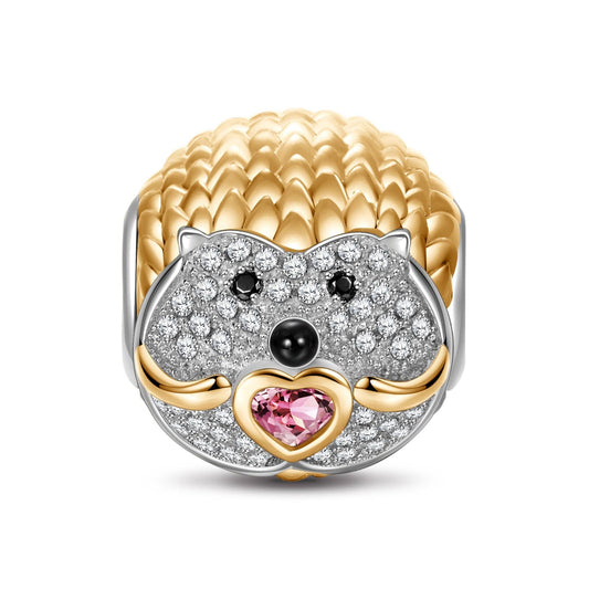 gona- Sterling Silver Shy Hedgehog Charms In White Gold Plated