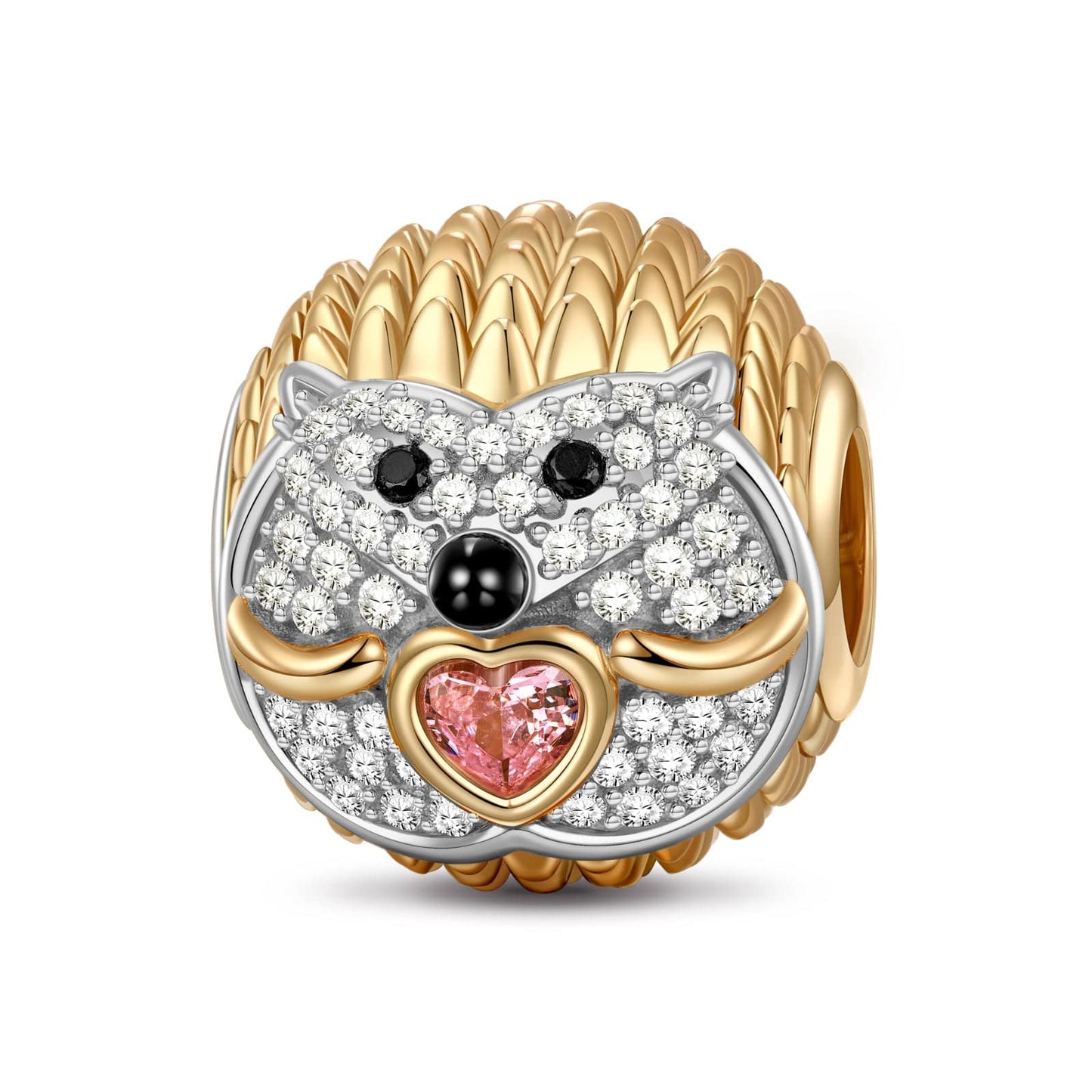 Sterling Silver Shy Hedgehog Charms In White Gold Plated