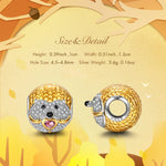 Sterling Silver Shy Hedgehog Charms In White Gold Plated