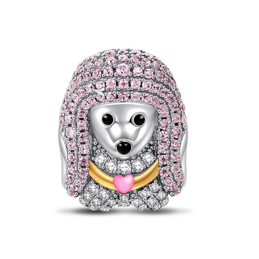 gona- Sterling Silver Cute Poodle Charms In White Gold Plated
