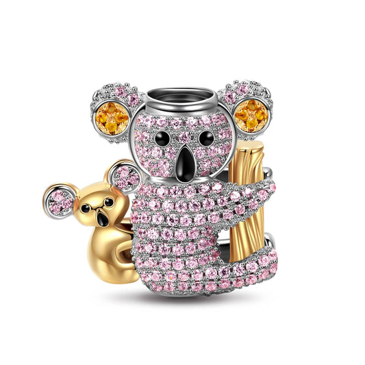 gona- Sterling Silver Koala Baby Charms In White Gold Plated