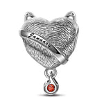 Sterling Silver January Fox Birthday Stone Dangle Charms In White Gold Plated