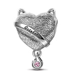 Sterling Silver October Fox Birthday Stone Dangle Charms In White Gold Plated