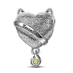 Sterling Silver November Fox Birthday Stone Dangle Charms In White Gold Plated