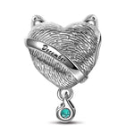 Sterling Silver December Fox Birthday Stone Dangle Charms In White Gold Plated
