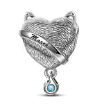 Sterling Silver March Fox Birthday Stone Dangle Charms In White Gold Plated