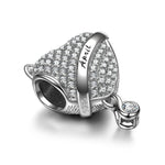 Sterling Silver April Fox Birthday Stone Dangle Charms In White Gold Plated