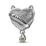Sterling Silver August Fox Birthday Stone Dangle Charms In White Gold Plated