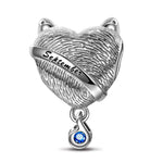 Sterling Silver September Fox Birthday Stone Dangle Charms In White Gold Plated