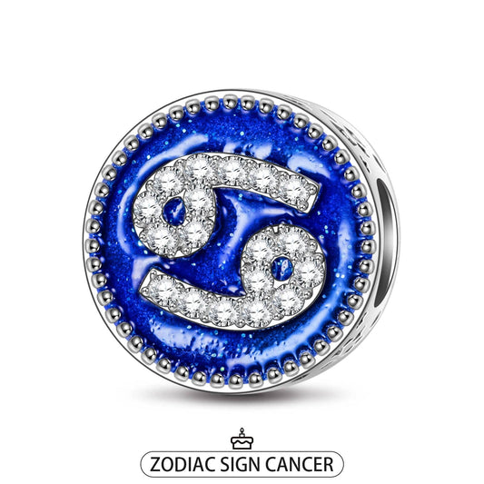 gona- Sterling Silver Cancer Charms With Enamel In White Gold Plated