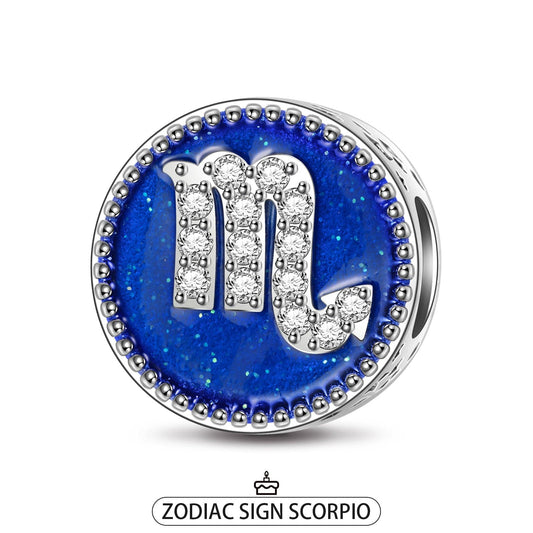 gona- Sterling Silver Scorpio Charms With Enamel In White Gold Plated