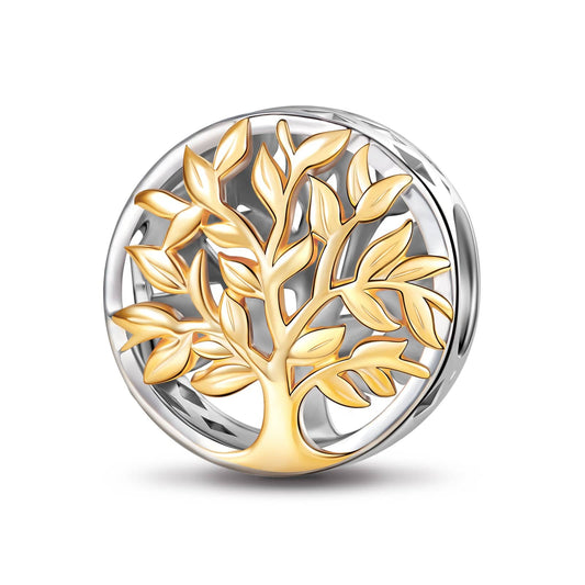 gona- Sterling Silver Golden Family Roots Charms In Two-Tone Plating