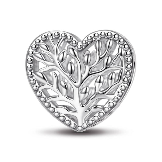 gona- Sterling Silver Family Roots Charms In White Gold Plate