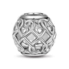 Sterling Silver Hollow Heart Charms In White Gold Plate
