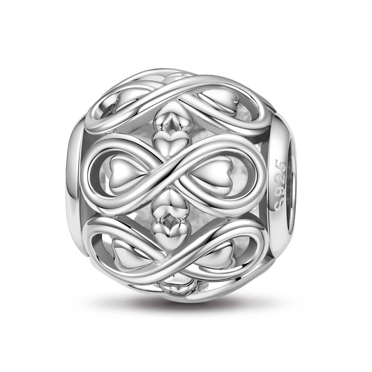 gona- Sterling Silver Infinite Love Charms In White Gold Plate