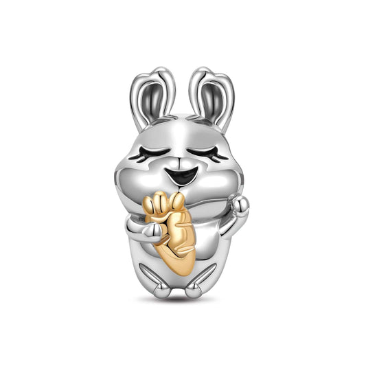 gona- Sterling Silver Lovely Rabbit Charms In White Gold Plate
