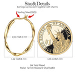 Tarnish-resistant Silver M Size Classic Hoop Earrings with Sterling Silver Ear Post In 14K Gold Plated