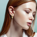 Sterling Silver Classic Hoop Earrings In 14K Gold Plated
