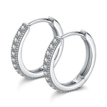 Sterling Silver Classic Hoop Earrings In White Gold Plated