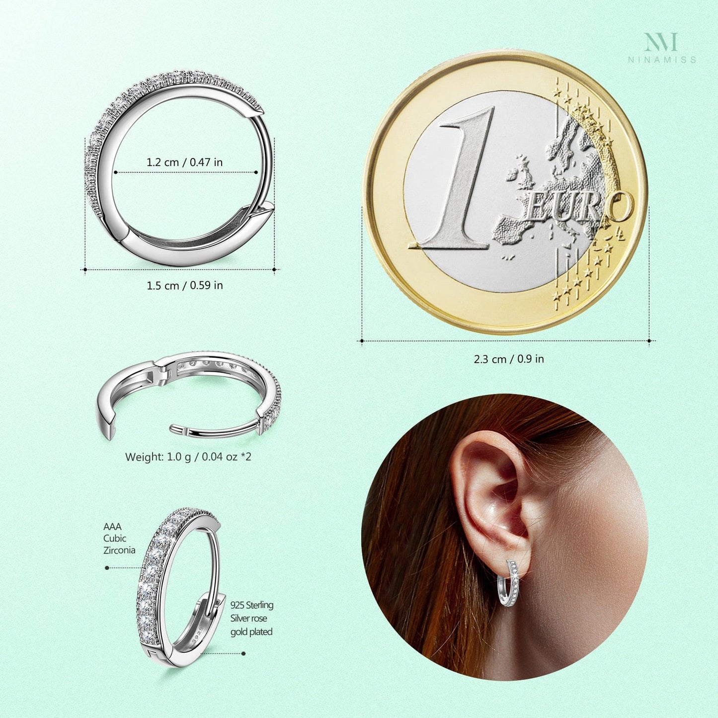 Sterling Silver Classic Hoop Earrings In White Gold Plated