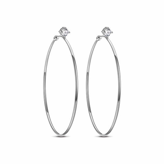 gona- Sterling Silver Classic Large Hoop Earrings In White Gold Plated