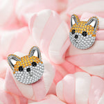 Sterling Silver Cute Chihuahua Furry Animal Earrings In White Gold Plated