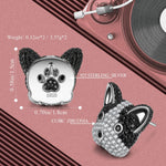 Sterling Silver French Bulldog Furry Animal Earrings In White Gold Plated