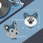 Sterling Silver Siberian Husky Furry Animal Earrings In White Gold Plated