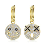 Sterling Silver Funny Emoji Earrings In 14K Gold Plated