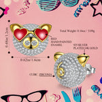 Sterling Silver Mighty Piglet Furry Animal Earrings In 14K Gold Plated