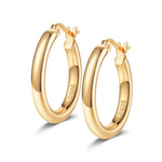 Sterling Silver Classic Hoop Earrings In 14K Gold Plated