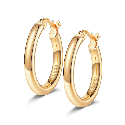 gona- Sterling Silver Classic Hoop Earrings In 14K Gold Plated