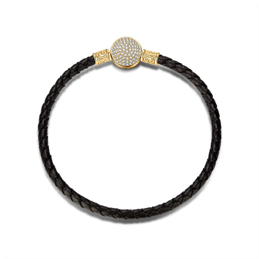 gona- Universal Leather Bracelet Tarnish-resistant Silver Bracelet In 14K Gold Plated