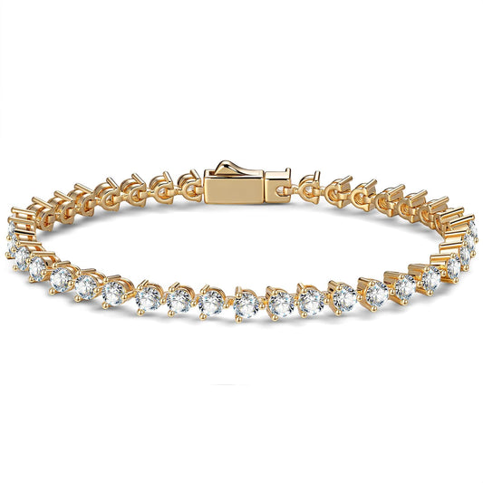 gona- Tarnish-resistant Silver Cubic Zirconia Tennis Bracelet In 14K Gold Plated