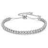 Tarnish-resistant Silver Adjustable Cubic Zirconia Tennis Bracelet In White Gold Plated