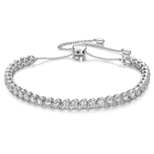 gona- Tarnish-resistant Silver Adjustable Cubic Zirconia Tennis Bracelet In White Gold Plated